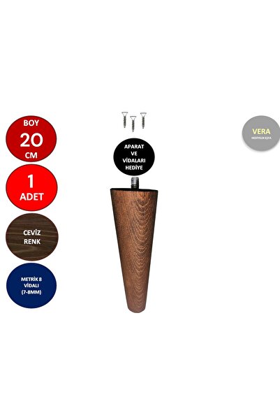 TNT 20 cm Ceviz Ahşap Konik Ayak Koltuk Ayağı Baza Ayağı Mobilya Ayağı Dolap Ayağı 3301000000739