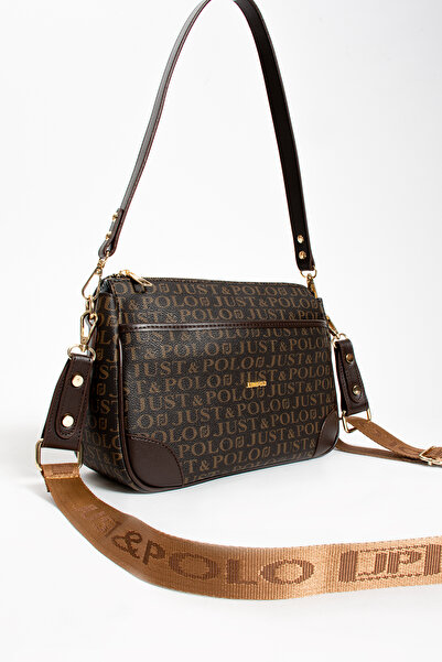 Just Polo kahve Orta Boy Günlük Kullanıma Uygun Kadın Omuz Çantası shoulder b...