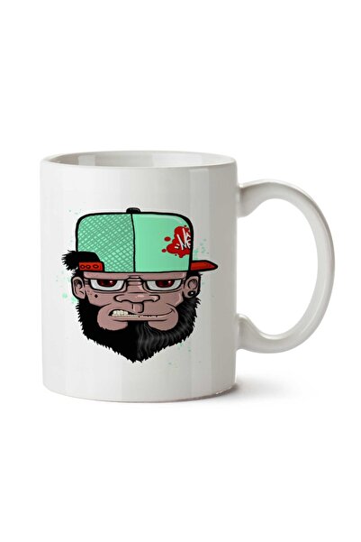 ART HEDİYE كوب بقبعة قرد مطبوع على الجانبين