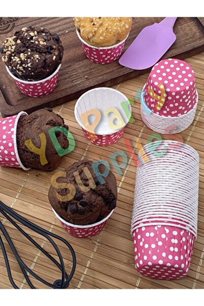 Yusuf Dirik YD Party Supplies قالب كعكة المافن المنقط الفوشيا 50 قطعة 50x39