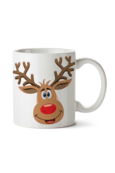 ART HEDİYE كوب Reindeer-PNG مطبوع على الجانبين