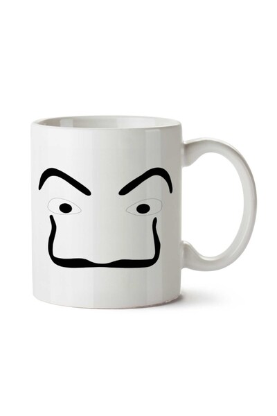 ART HEDİYE كوب LA CASA DE PAPEL للحواجب والشارب مطبوع على الجانبين