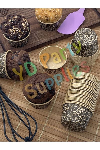 Yusuf Dirik YD Party Supplies Brown Letter Number Printed Muffin Cake Mold 50 Pieces 50x39