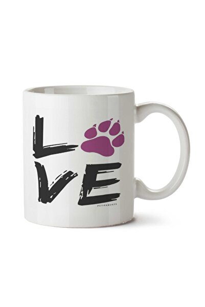 ART HEDİYE كوب مطبوع على الجانبين من Love Dogs Pink Paw