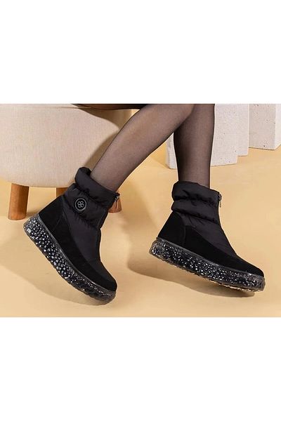 İpek Arya OGGO Snow Boot Μαύρο Thermal Shearling Χειμερινές αντιολισθητικές σόλα από σιλικόνη Snow Boots