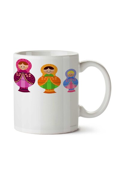ART HEDİYE كوب ماتريوشكا ألعاب روسية مطبوع على الجانبين