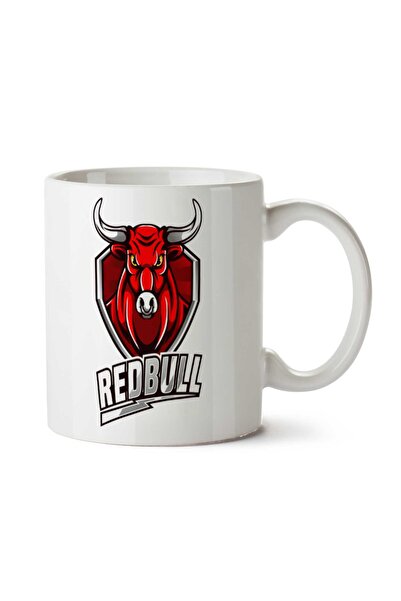 ART HEDİYE كوب ذو وجهين مطبوع عليه قرن الثور الأحمر