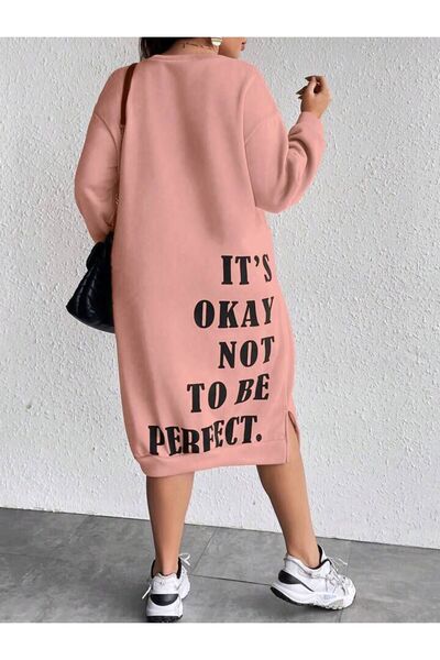 Machetta Kadın Its Okay Baskılı Sweatshirt Elbise / Tunik