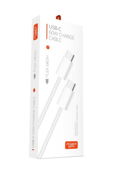 POWERWAY 60W Süper Hızlı Turbo Şarj Destekli Type-C Şarj Kablosu Iphone 15 Uyumludur IP60