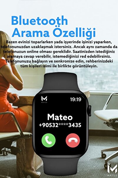 MATEO AKILLI SAAT T700S ve Bluetooth Kulaklık ikili set