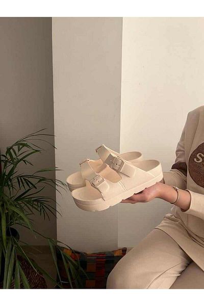 Behtah Kundura Double Buckle High Thick Sole Comfortable Beach Garden Pool Sandals Slippers
