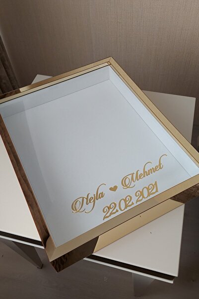 Verda Çerçeve Rama de memorie cu trandafiri acoperite cu aur de 40x50 cm! Cadru fără LED-uri adânc! Cadru de memorie cu trandafiri - pentru buchete de mireasa