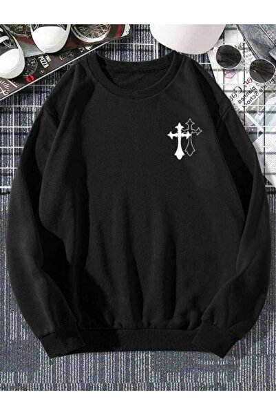 khufu Hanorac negru - Imprimat cu cruce
