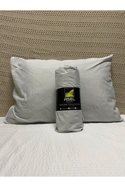 Skyline ملاءة مطاطية مزدوجة 2 قطعة غطاء وسادة 160x200+30 لون خالص Lcc02 LAD02