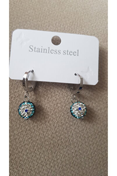stainless steell Steel Silver Evil Eye Beaded Earrings