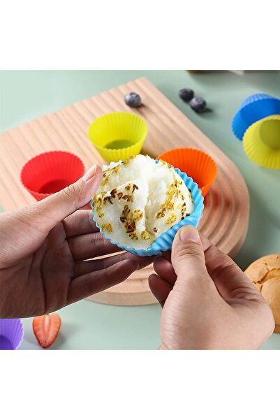 HOLLYHOME 24’lü Yıkanabilir Mini Tırtıklı Muffin Pişirme Kalıbı, Ribanalı Kek, Cupcake, Hamur Işi Renkli Kap