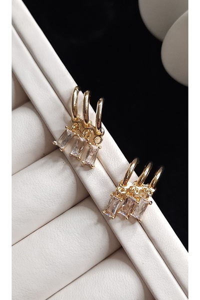 Aksesuar İthal 1 delik 3 lü Küpe Görünüm