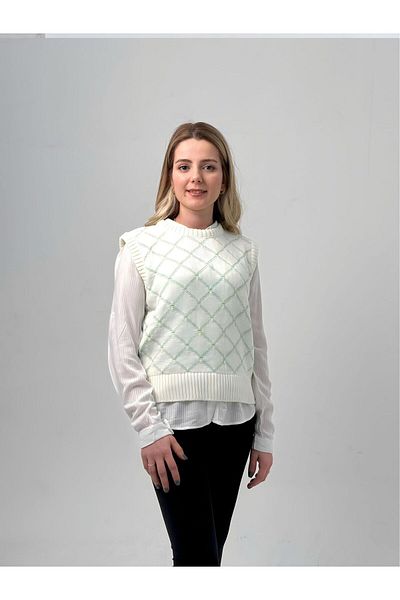 EYC BABY Ecru-Green Adult Knitwear Sweater (Add to the basket in the children's sweater for one product)