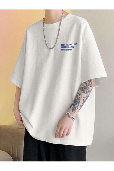 Revasser Unisex Γυναικείες/Άνδρες Ακολουθήστε το πολύχρωμο, προσαρμοσμένο τυπωμένο, χτενισμένο βαμβακερό μπλουζάκι