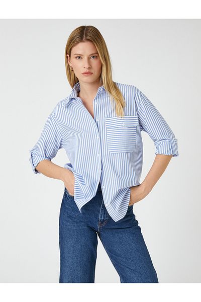 Koton Long Sleeve Poplin Shirt with Flap Pockets