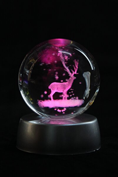 moryconcept 3d Geyikli Işıklı Cam Küre