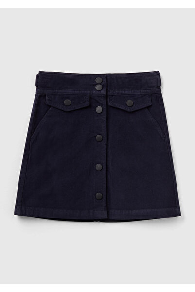 United Colors of Benetton Черна кадифена пола за момичета - с копчета отпред