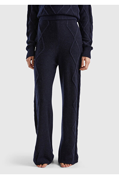 United Colors of Benetton Kadın Lacivert Geniş Paça Triko Pantolon
