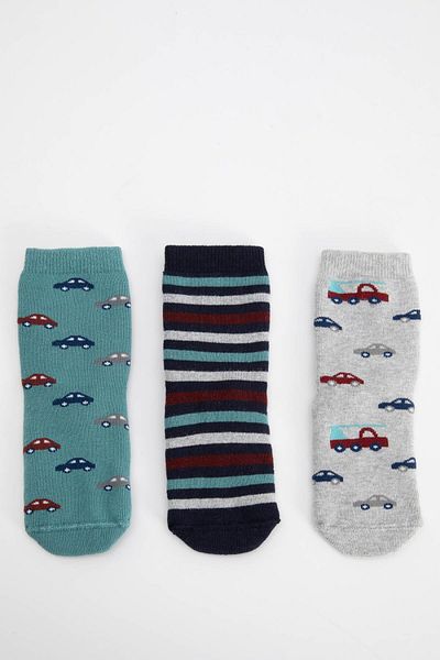 DeFacto Baby Boy 3-Piece Cotton Long Socks B1429a5ns