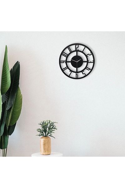 CajuArt Black Round Wood Design 40 cm Wall Clock