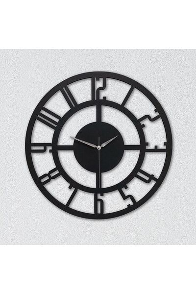 CajuArt Black Round Wood Design 40 cm Wall Clock