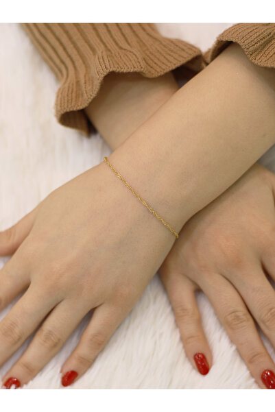 Zeynepli gold & jewelry 14 Ayar Altın İnce Singapur Bileklik