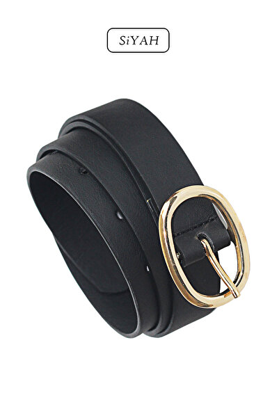 Arkem Siyah Kadın Kemer Gold Tokalı 2,5 Cm, Kemer, Günlük Kullanım, Iş Sitili...