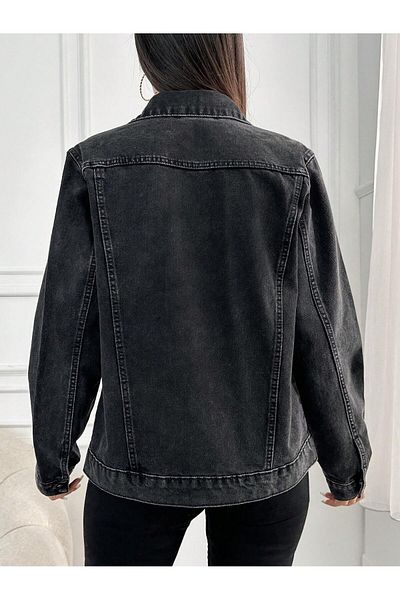 Swet Shop Jeans WOMEN'S SNOWWASHING DESTROLED DENIM JACKET