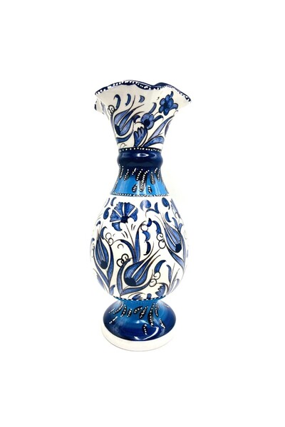 Sultan Çini Lale Desenli El İşi Gözyaşı Vazo