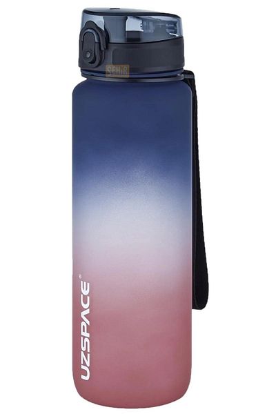 Uzspace 1000ml Large Size Soft Touch Double Color Motivational Tritan Water Bottle