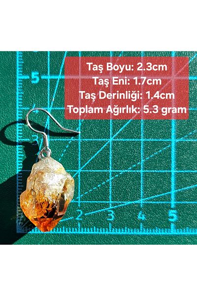 Singincraft Single Ear (1 Pcs) Brazilian Citrine Natural Stone Steel Earrings -1- Handmade Design Products