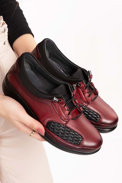 Gondol Pantofi de damă din piele naturală speciali pentru proeminența osoasă at.4204 - Roșu Claret - 36