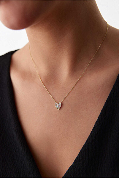 YAVUZ KUYUMCULUK 14 Ayar Altın Taşlı Kalp Kolye