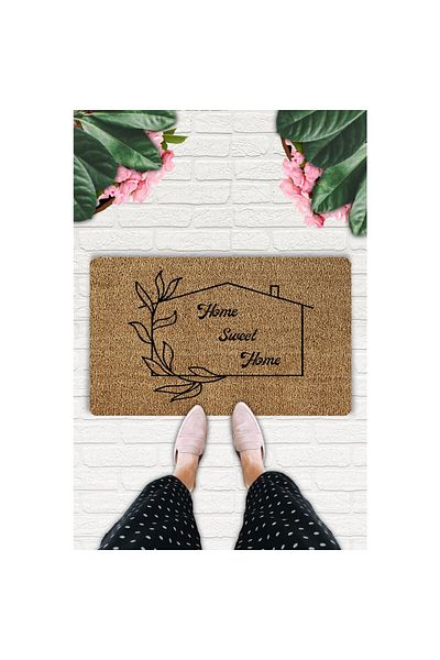 Uygur Home Home Sweet Home Themed Coco Look Decorative Door Front and Indoor Mat