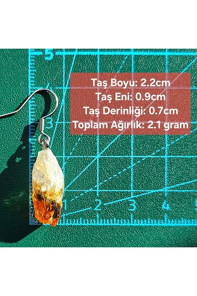 Singincraft Single Ear (1 Pcs) Brazilian Citrine Natural Stone Steel Earrings -4-Handmade Design Products