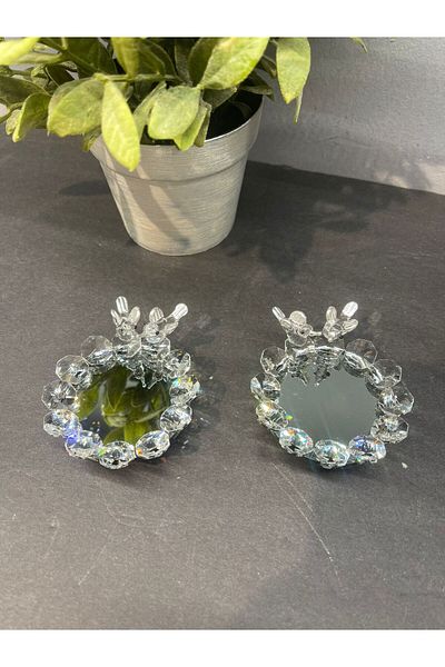 Peramari Decorative Crystal Glass Mirror Double Presentation Holder Silver