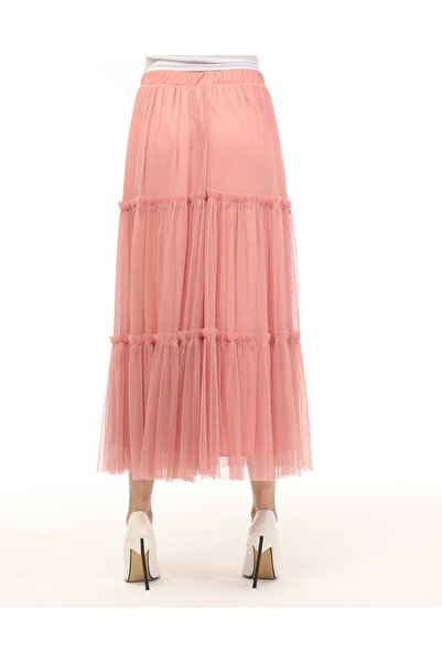 Asees Esnek Tül 3 Katlı Büzgülü Lastikli Etek