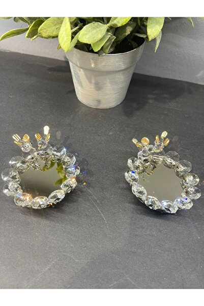 Peramari Decorative Crystal Glass Mirror Double Presentation Gold