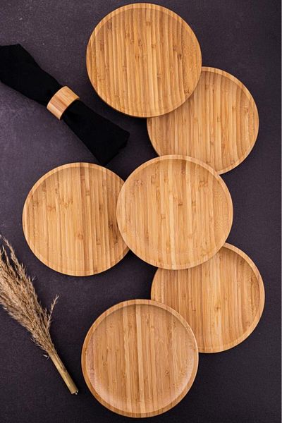 Bambum Emmy - 6 Piece Bamboo Cake Set Serving Plate