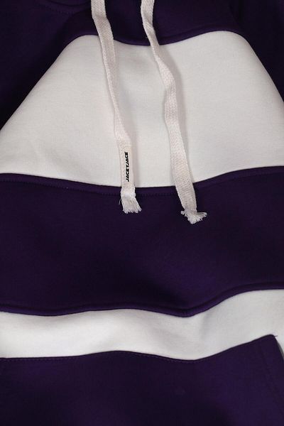 Slatra Men's Purple Garnished Oversize Hooded Sweatshirt