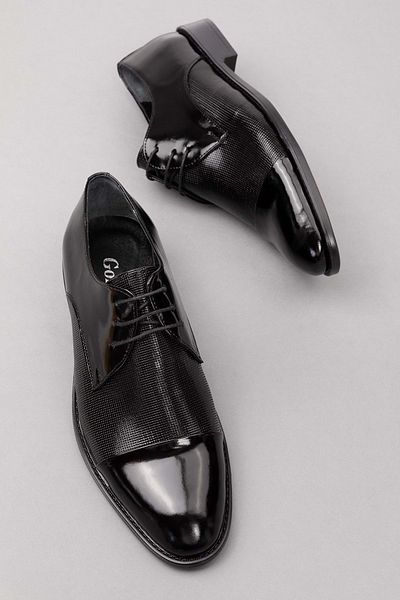 Gondol Men's Genuine Leather Classic Groom Shoes pş.75 - black patent leather - 43