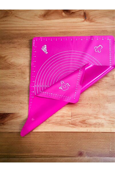 HOLLYHOME Büyük Boy Silikon Hamur Açma Matı FUŞYA 40x50cm