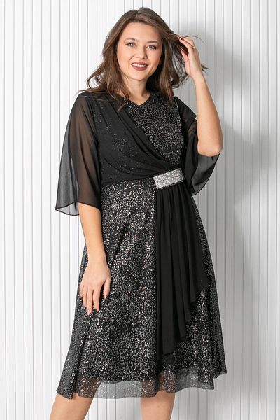SUBU TASARIM Βραδινό φόρεμα με λεπτομέρεια Glitter Sequin Μαύρο FHM900