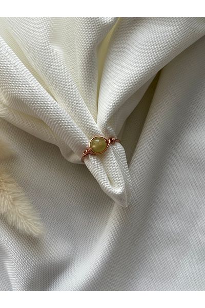 PelvedDesign Green onyx stone copper adjustable wire ring