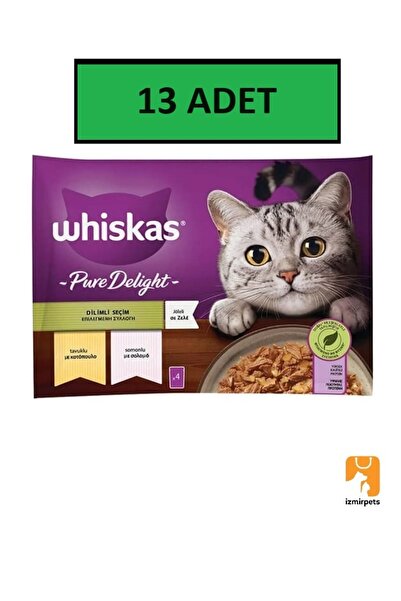 Whiskas Pouch Pure Delight Tavuklu ve Somonlu Yetişkin Kedi Konservesi 4X85GR...